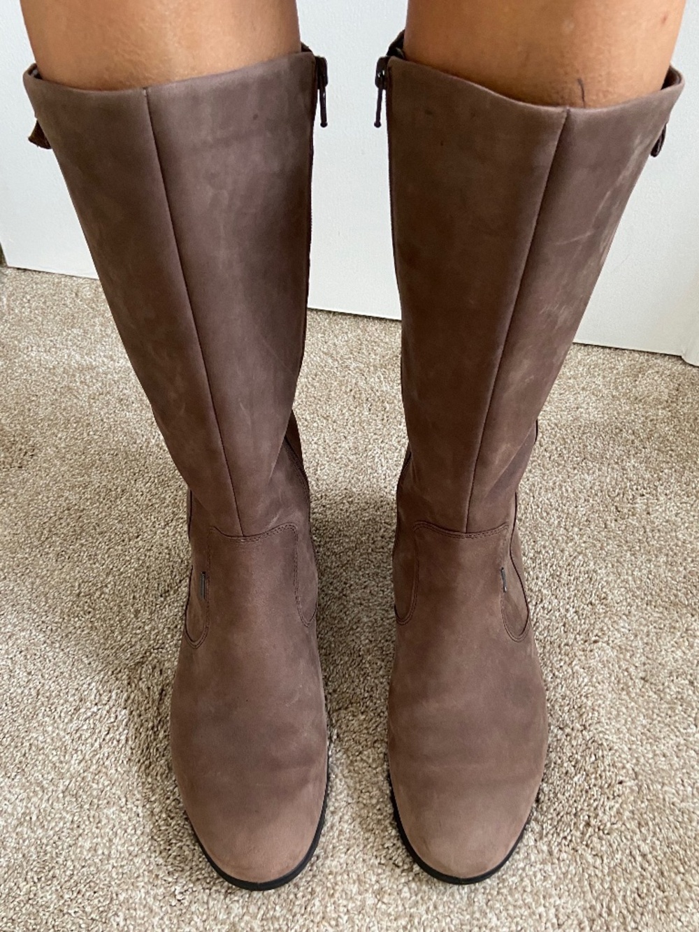 ECCO Babett Gore-Tex Brown Nubuck Leather Tall Knee High Wedge Boots Women 40